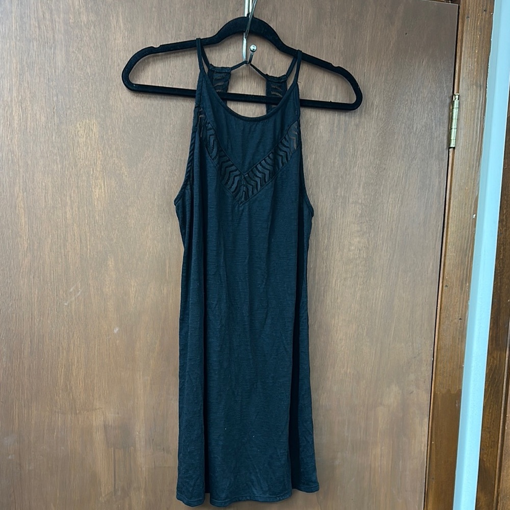 Xhilaration Black Dress with Sheer Accents